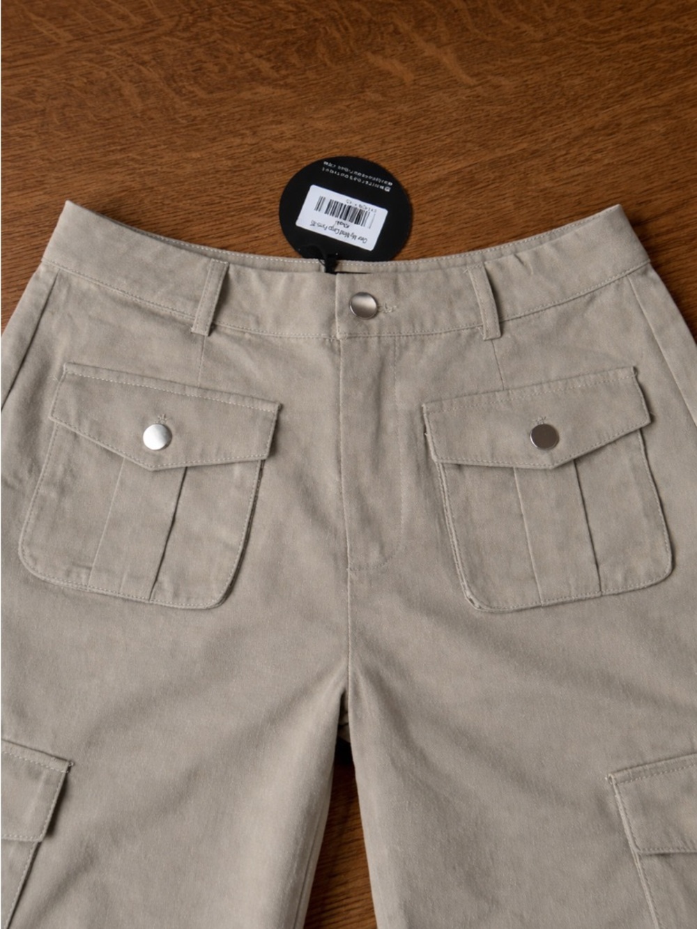 White Fox Boutique Beige Cargo Pants with Front Flap Pockets